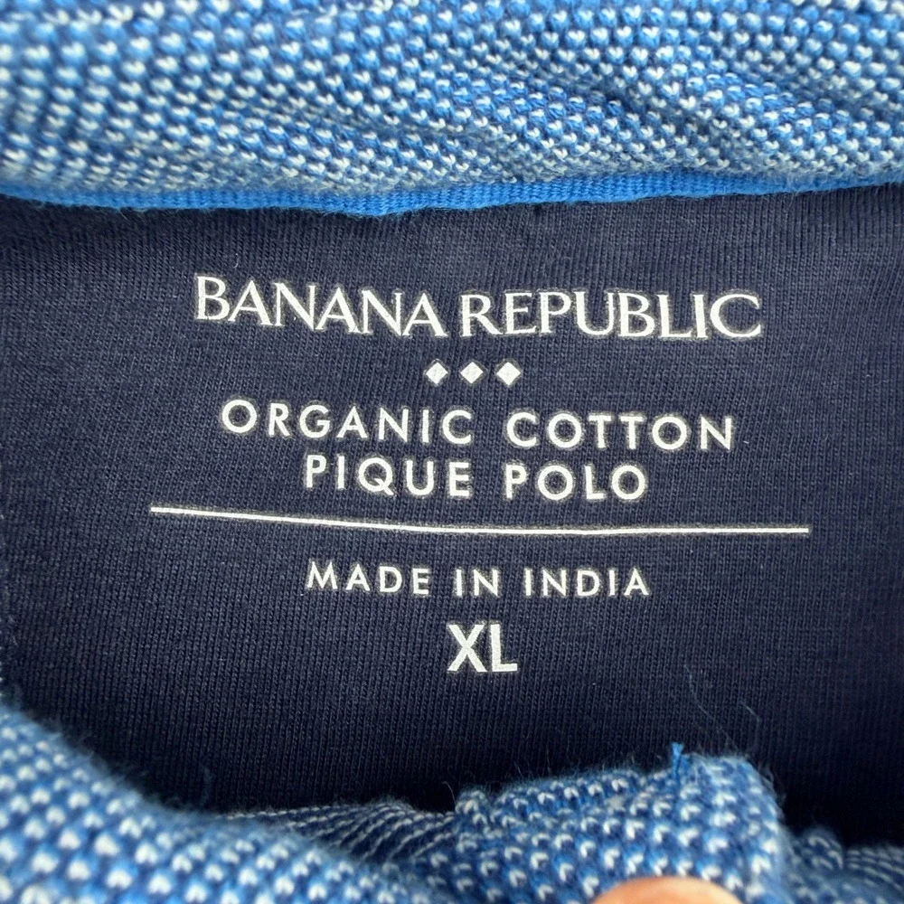 Banana Republic Men's XL‎ Organic Cotton Pique Polo Blue Short Sleeve